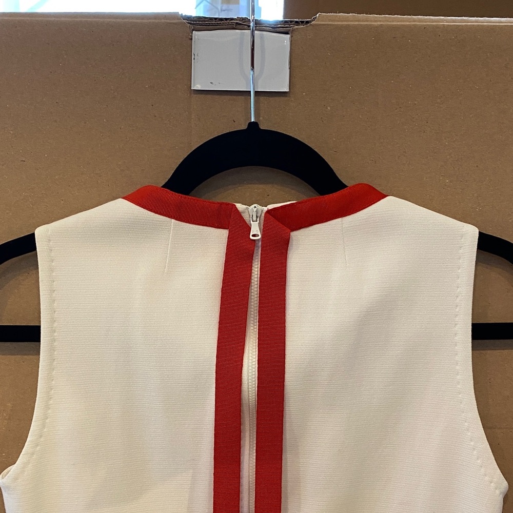 D&G White Sleeveless Shift Dress with Red Beaded Neckline - Picture 4 of 16